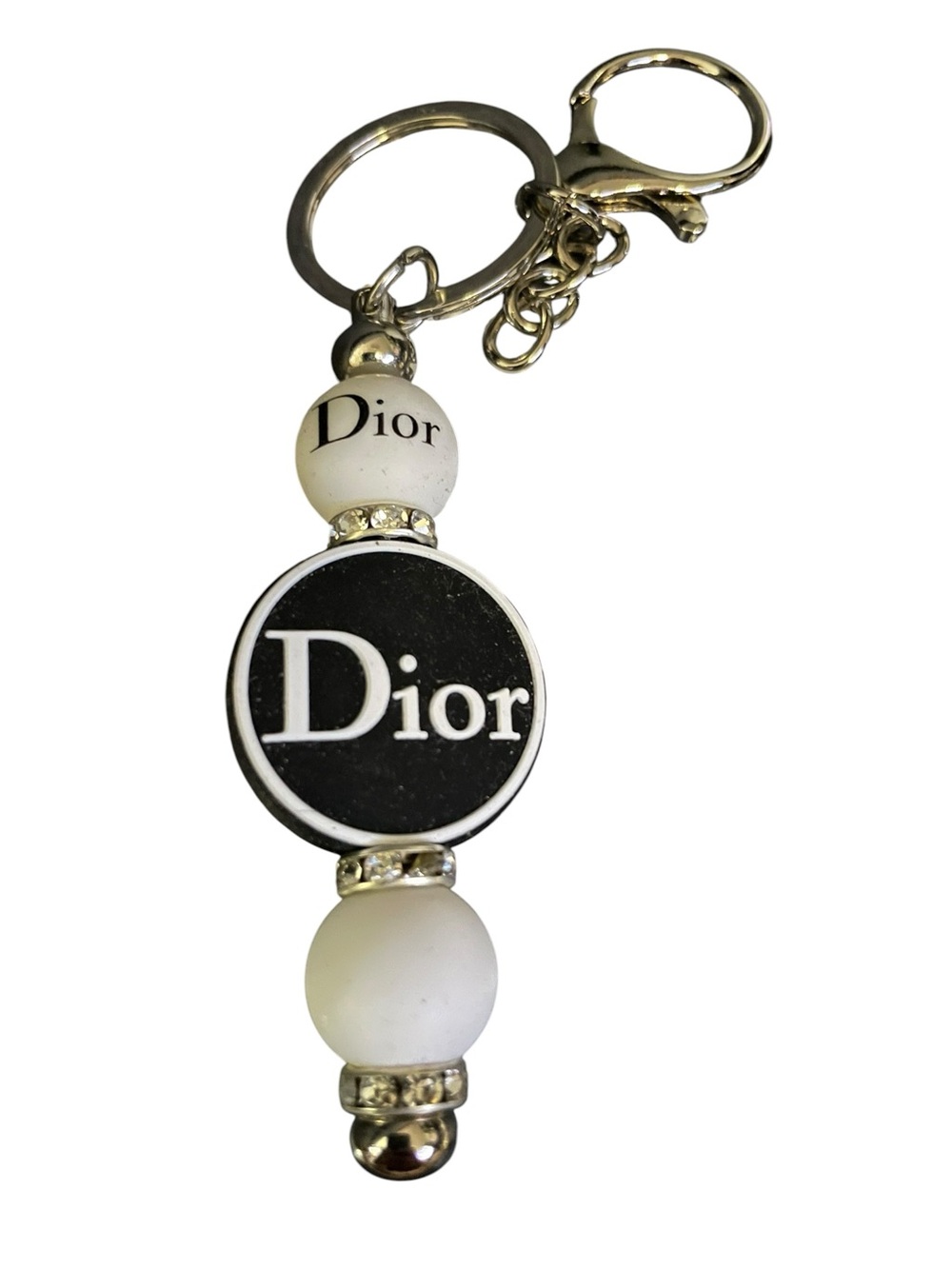 Upcycled Dior Black and White Key chain